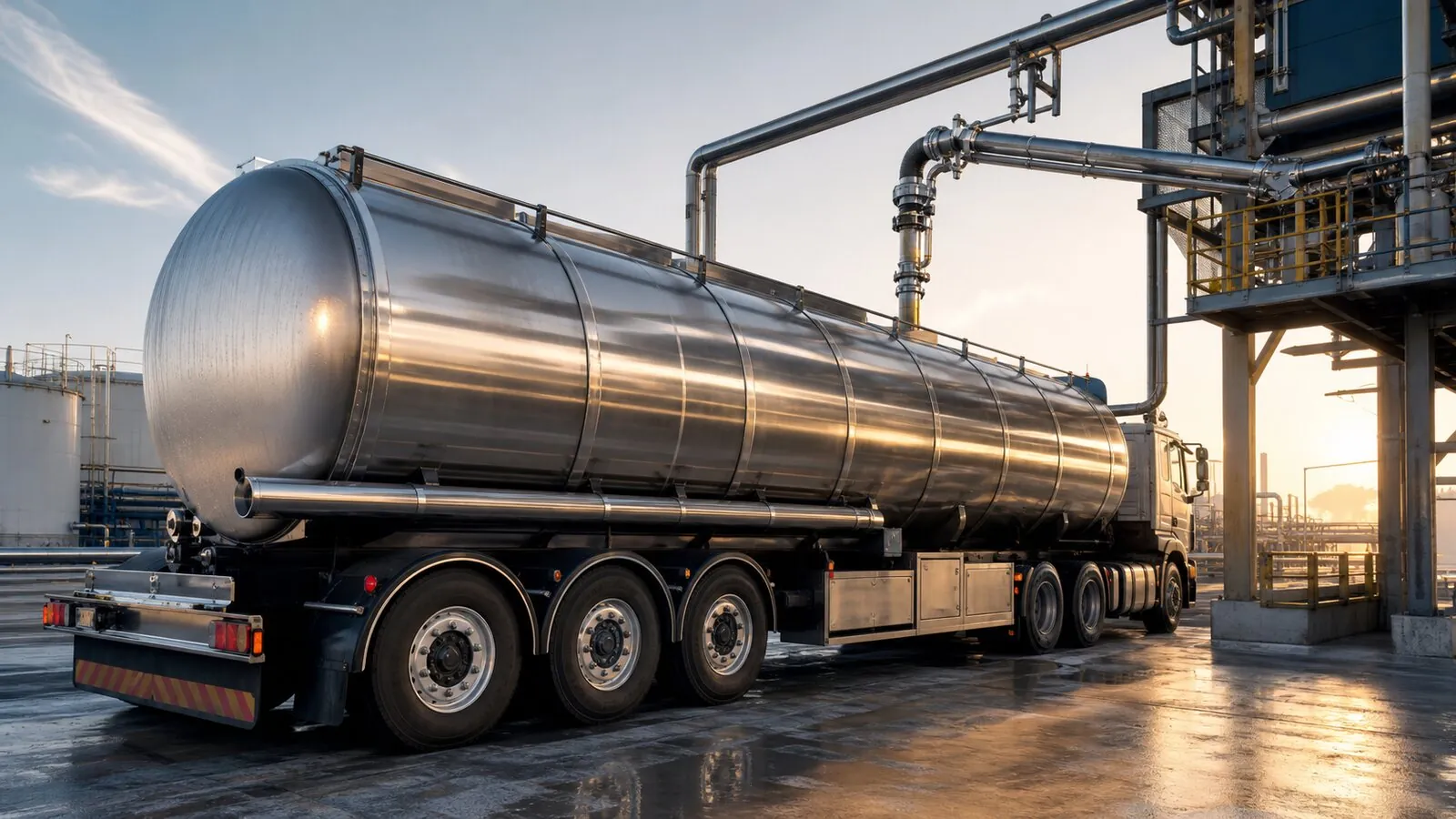 Food-grade road tanker loading bulk edible oil
